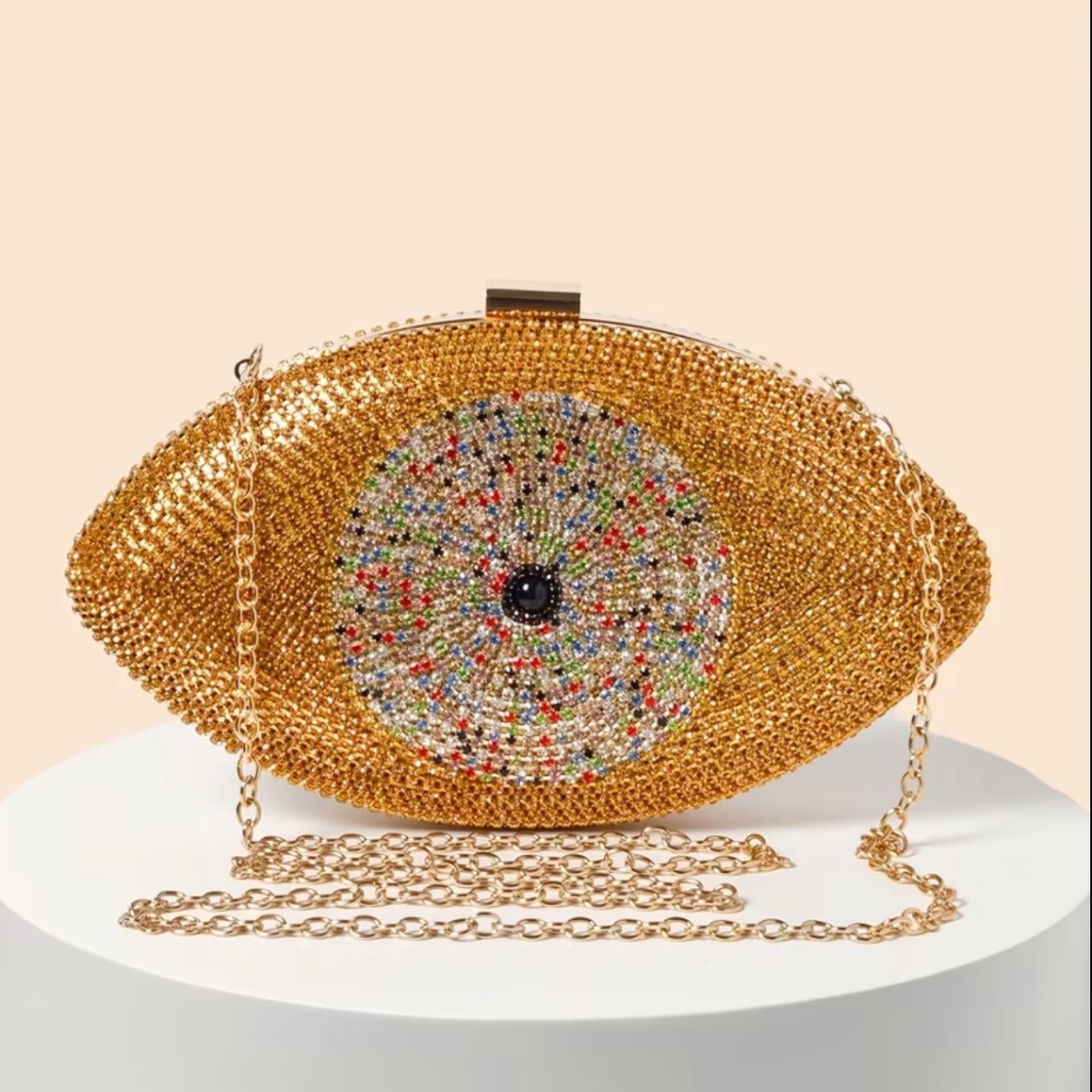 Amara Crystal Eye Clutch ladies clutch bag in Gold Multi