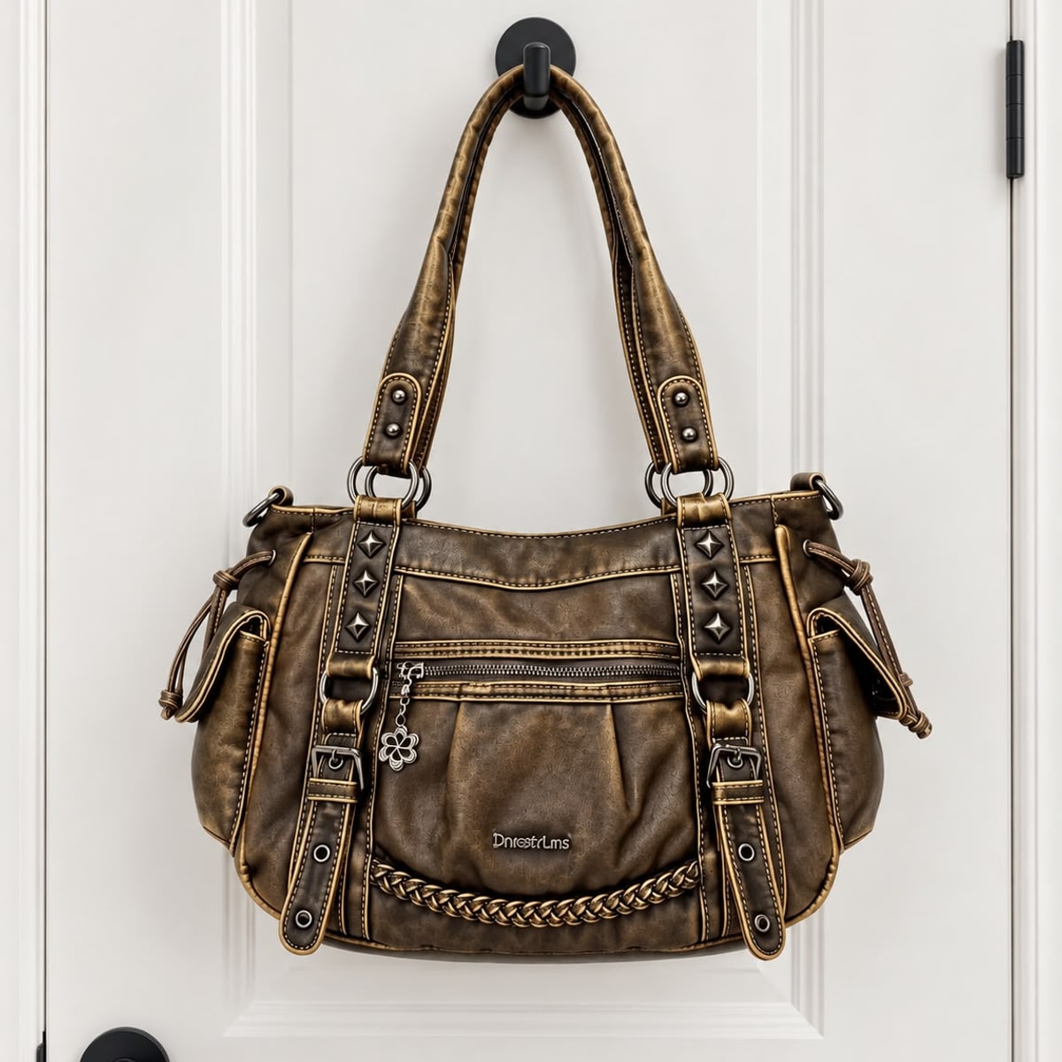 Harlow Studded Shoulder Bag in Bronze