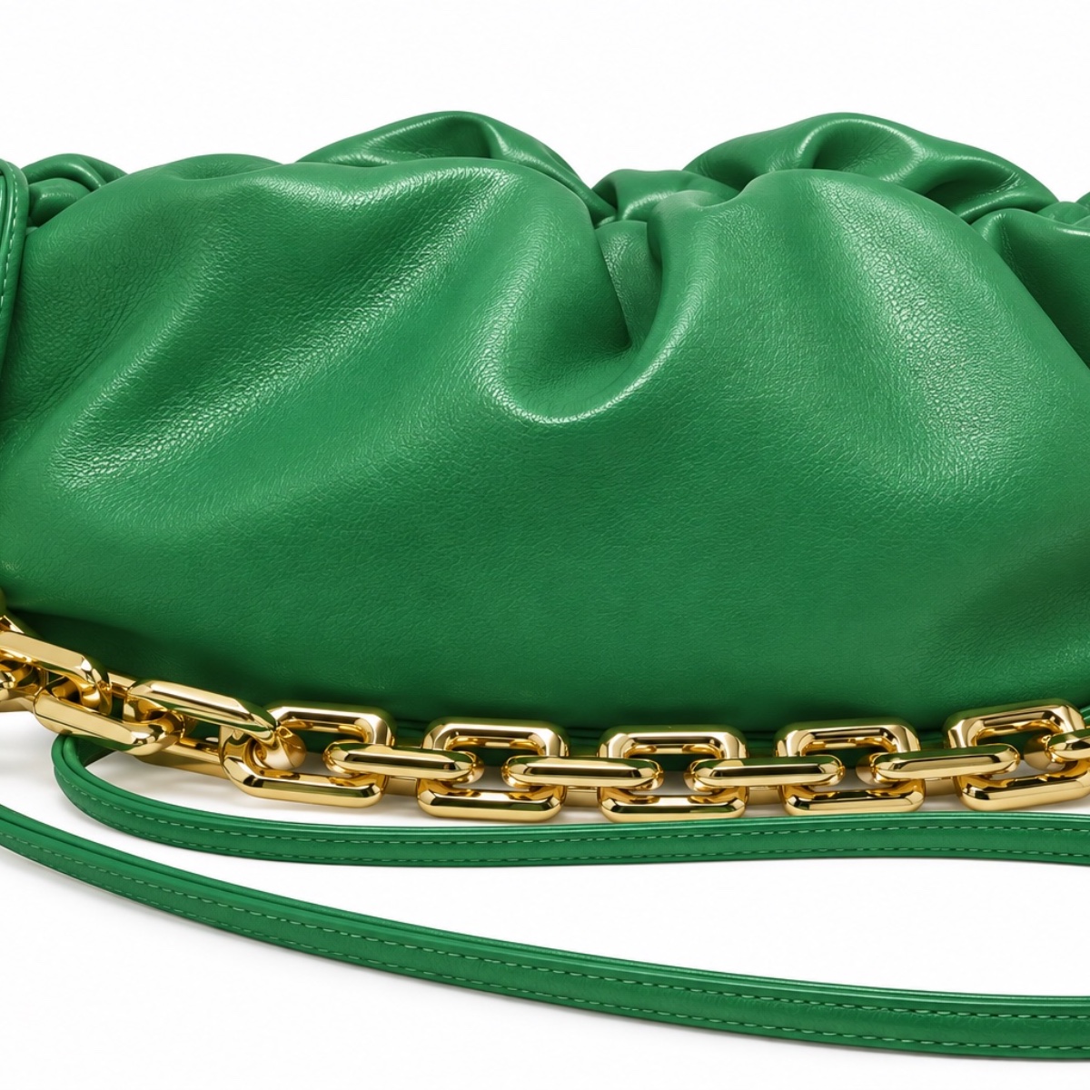 Mila Ruched Chain Shoulder Bag ladies shoulder bag in Emerald