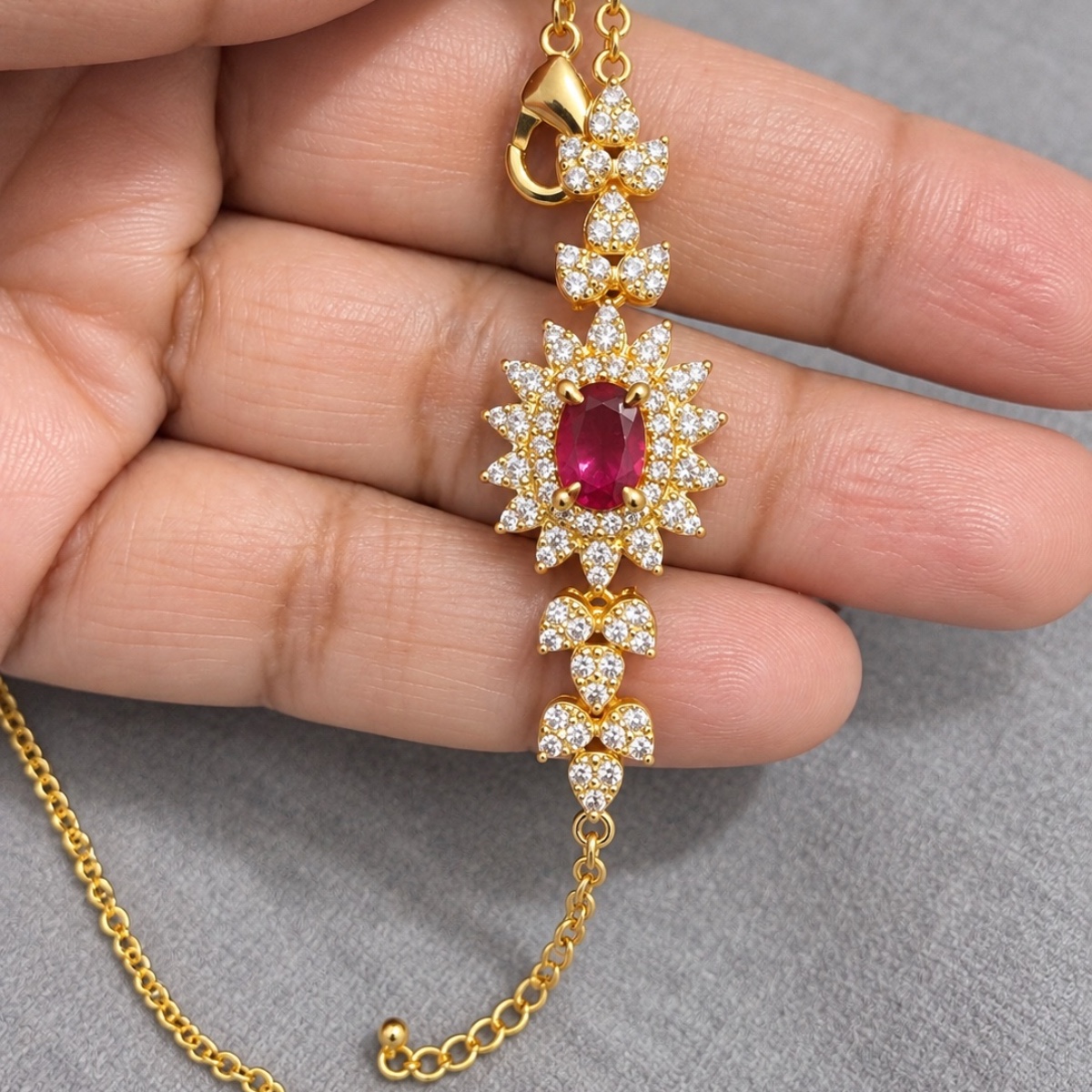 Nadia Crystal Halo Jewellery Set in Magenta