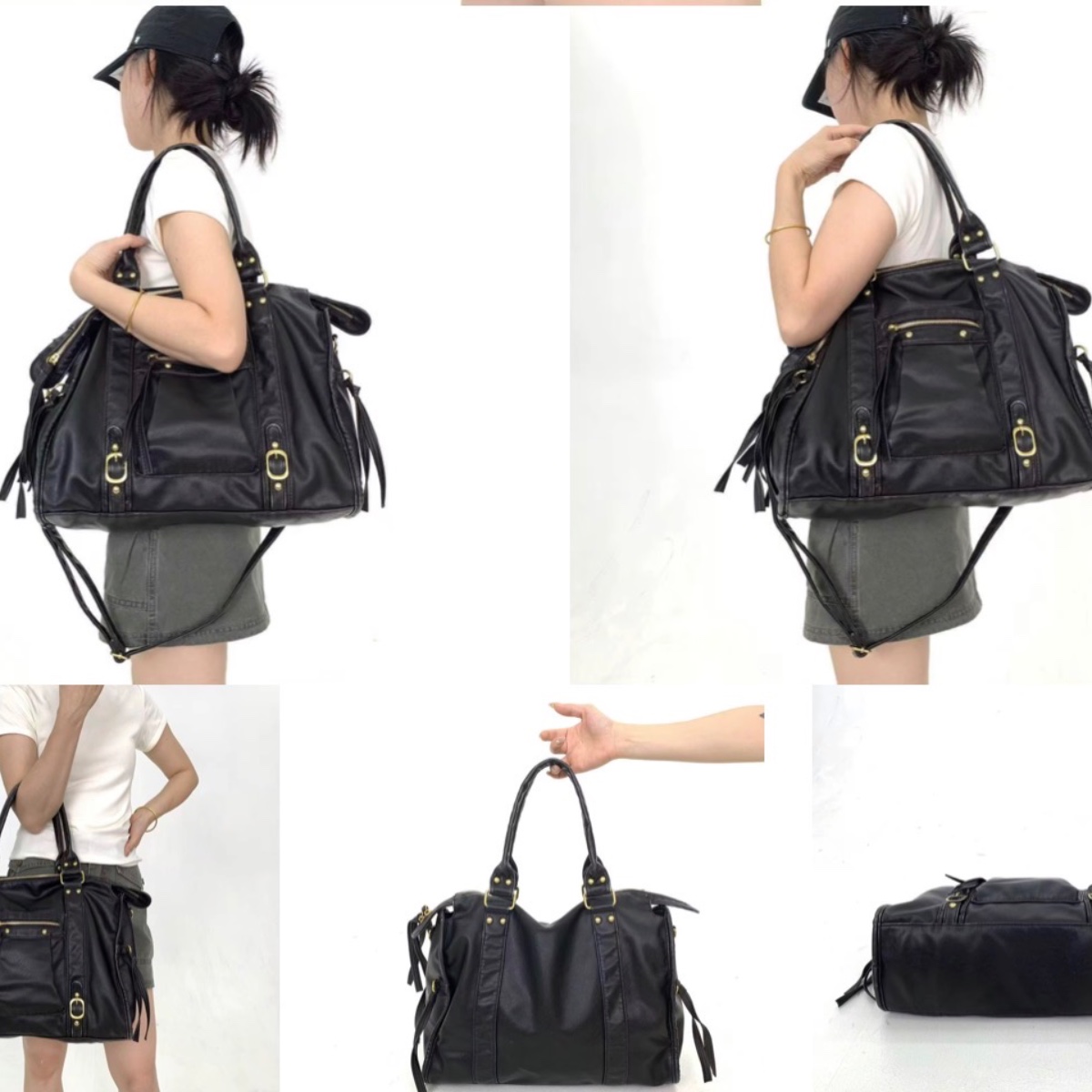 Nova Slouchy Buckle Shoulder Bag ladies shoulder bag in Matte Black