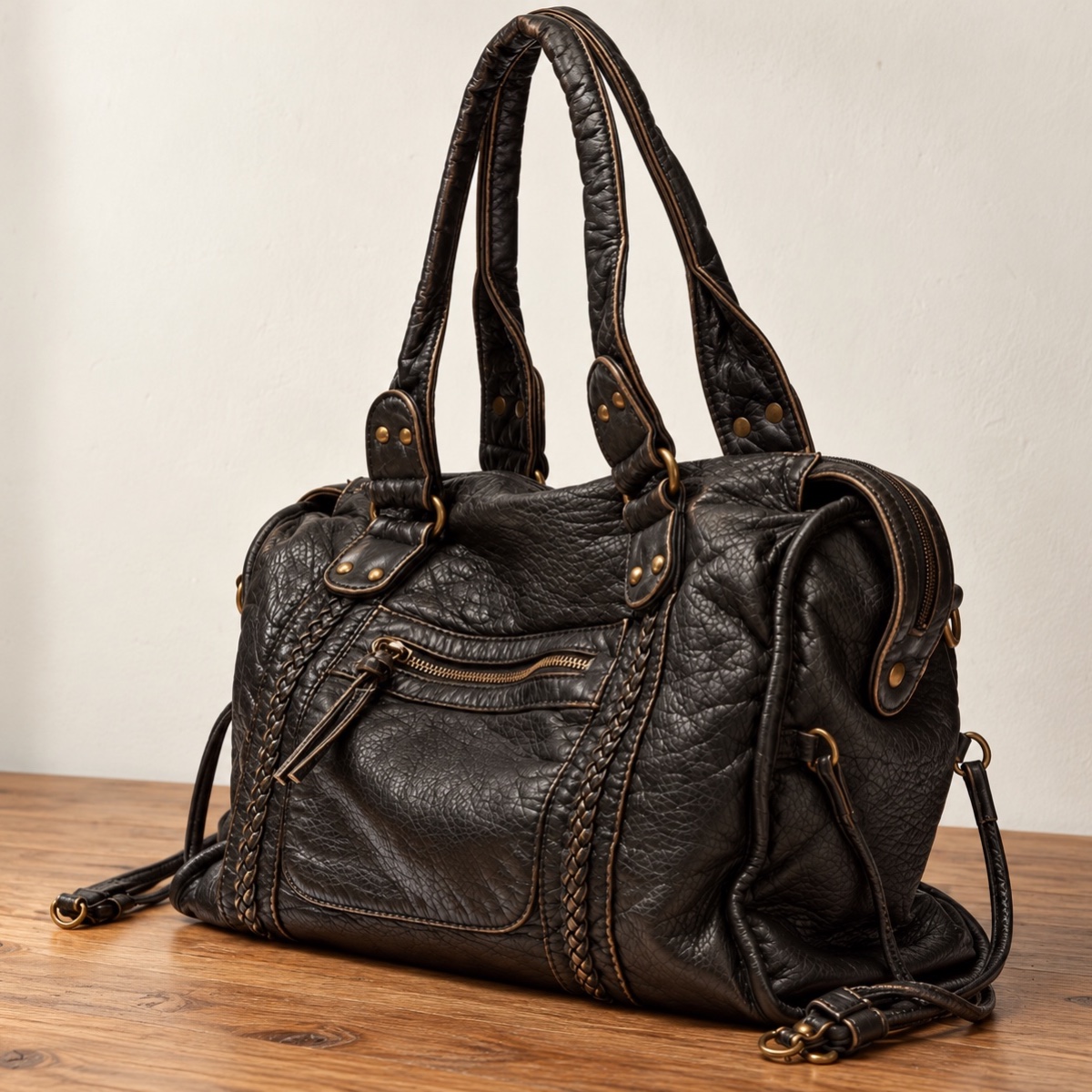 Romy Braided Slouch Shoulder Bag ladies shoulder bag in Espresso Brown