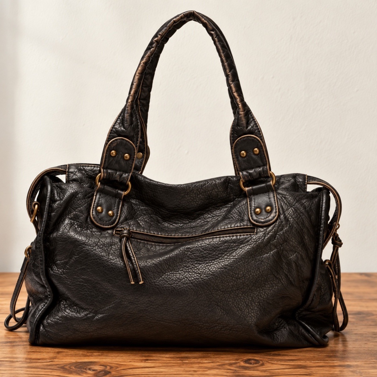 Romy Braided Slouch Shoulder Bag ladies shoulder bag in Jet Black