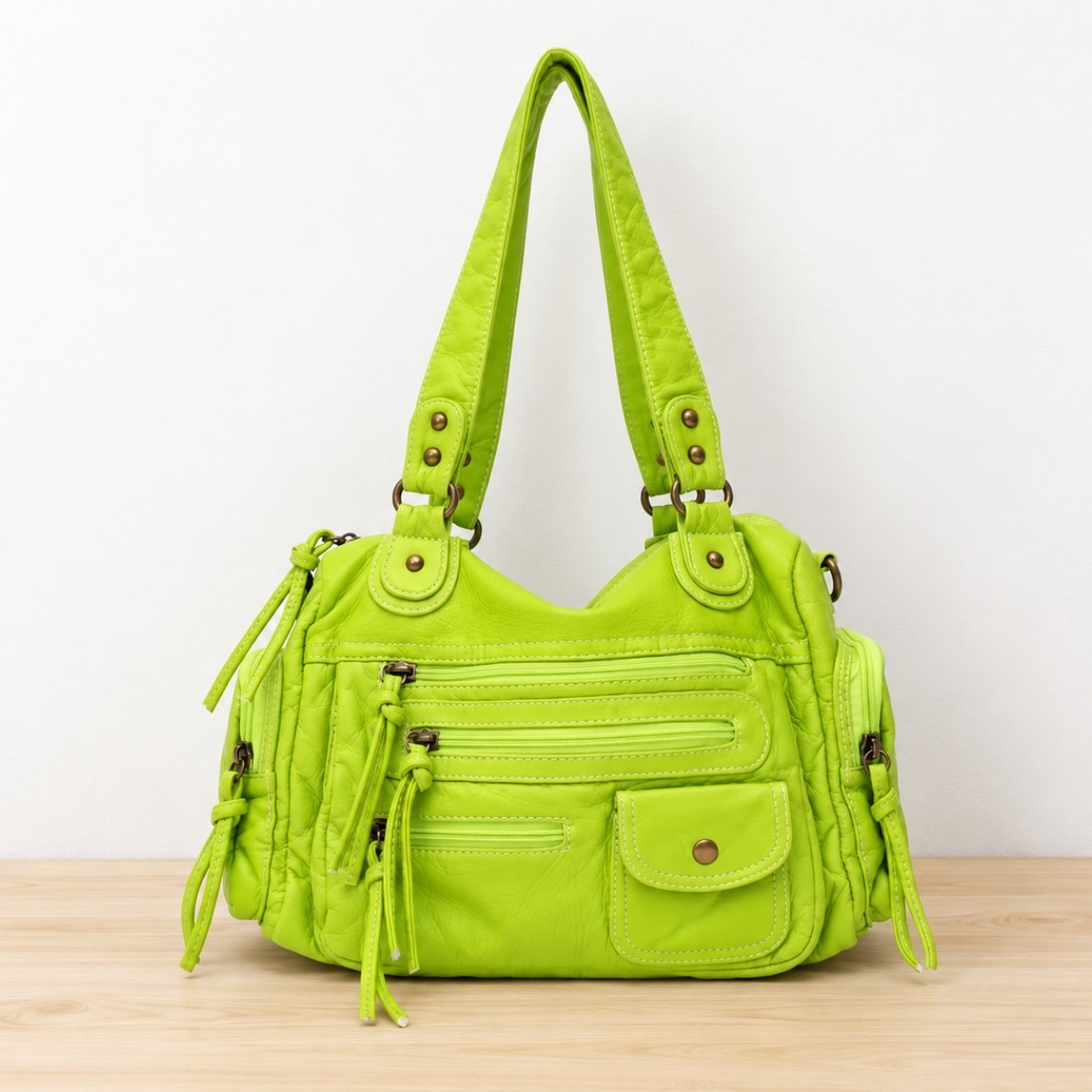 Rosalie Multi-Pocket Shoulder Bag ladies shoulder bag in Lime