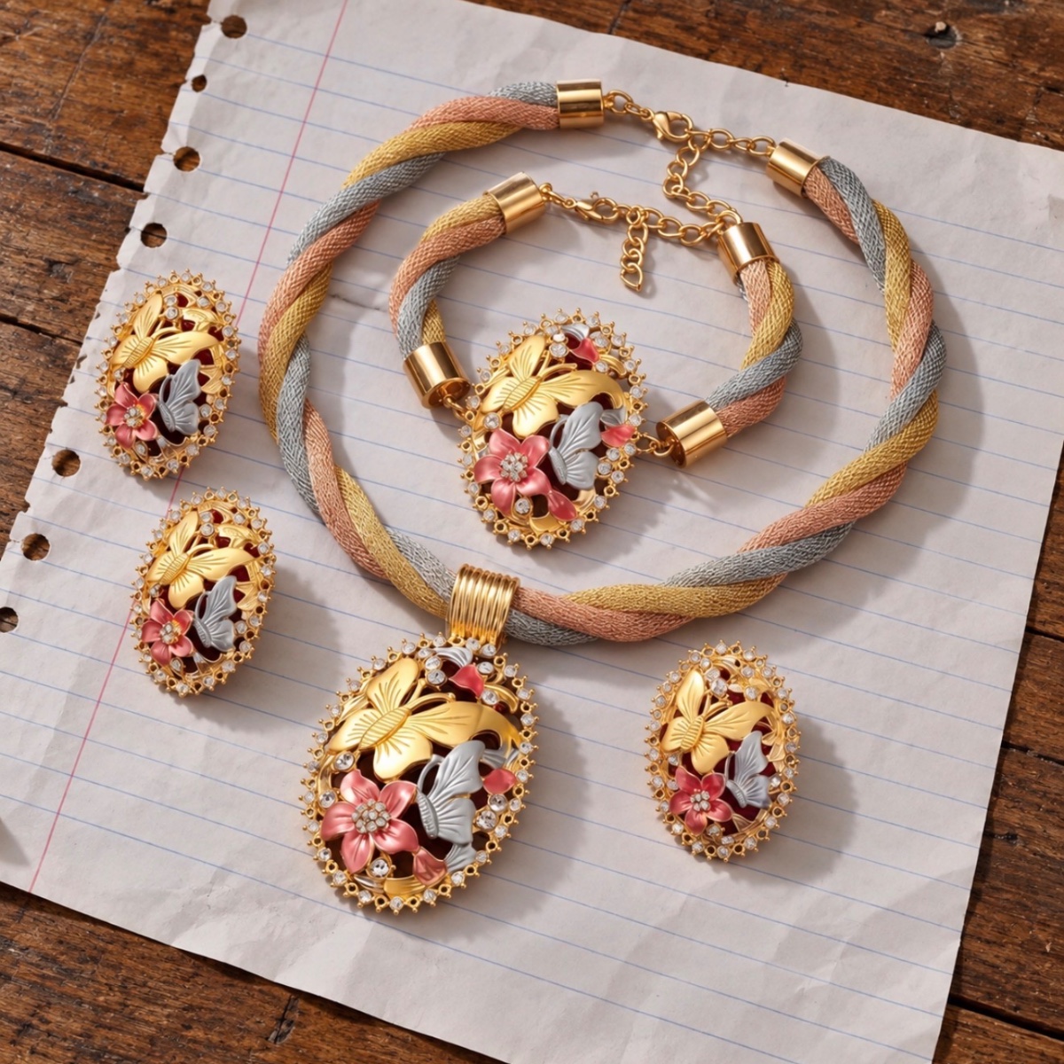 Talia Butterfly Jewellery Set ladies handbag in Blush Rose