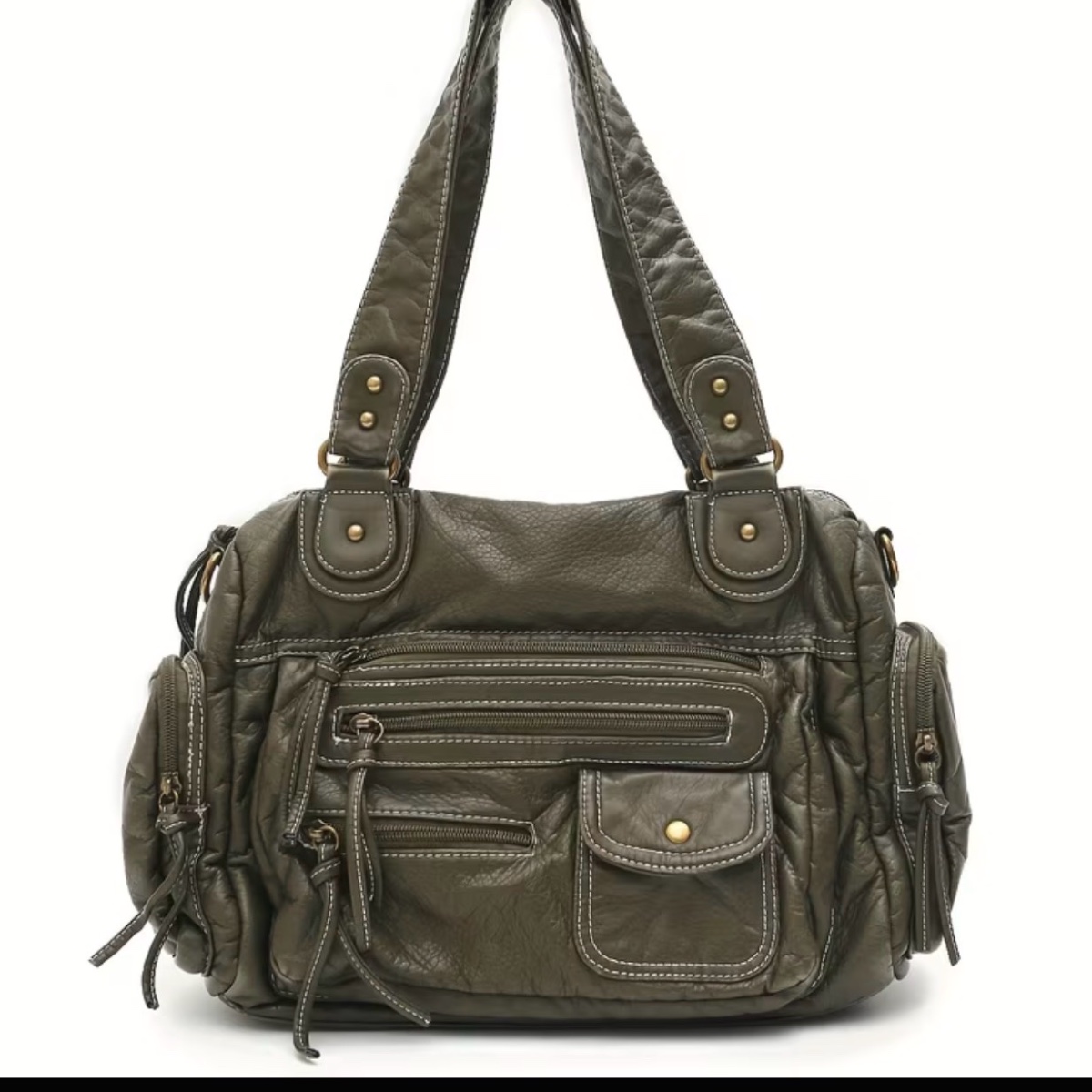 Willa Multi-Zip Shoulder Bag ladies shoulder bag in Slate Olive